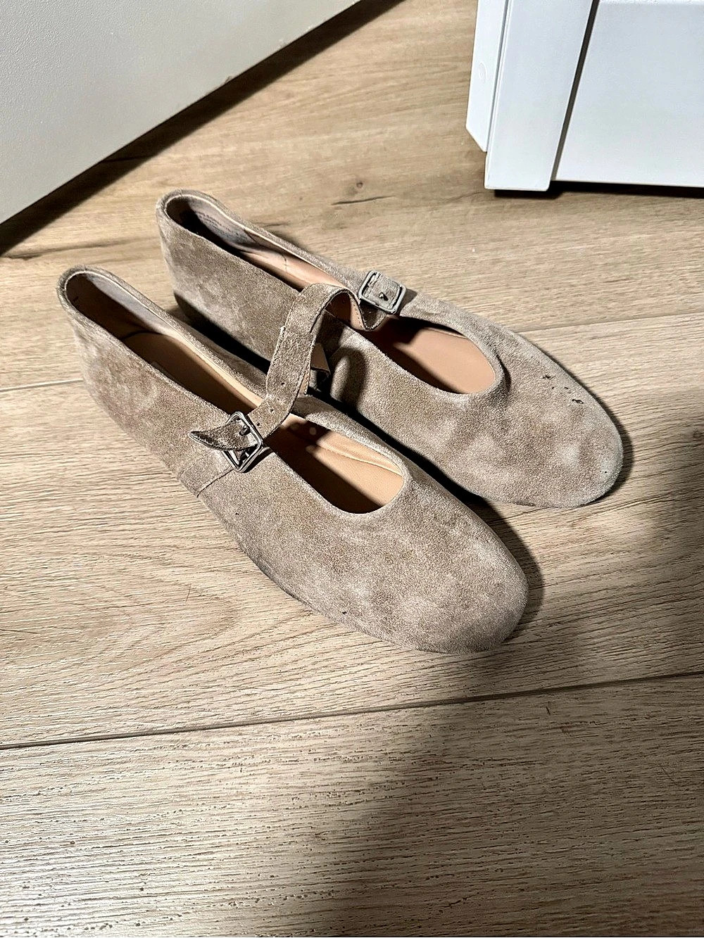 Steve Madden Lydia Taupe Suede Mary Jane Flat